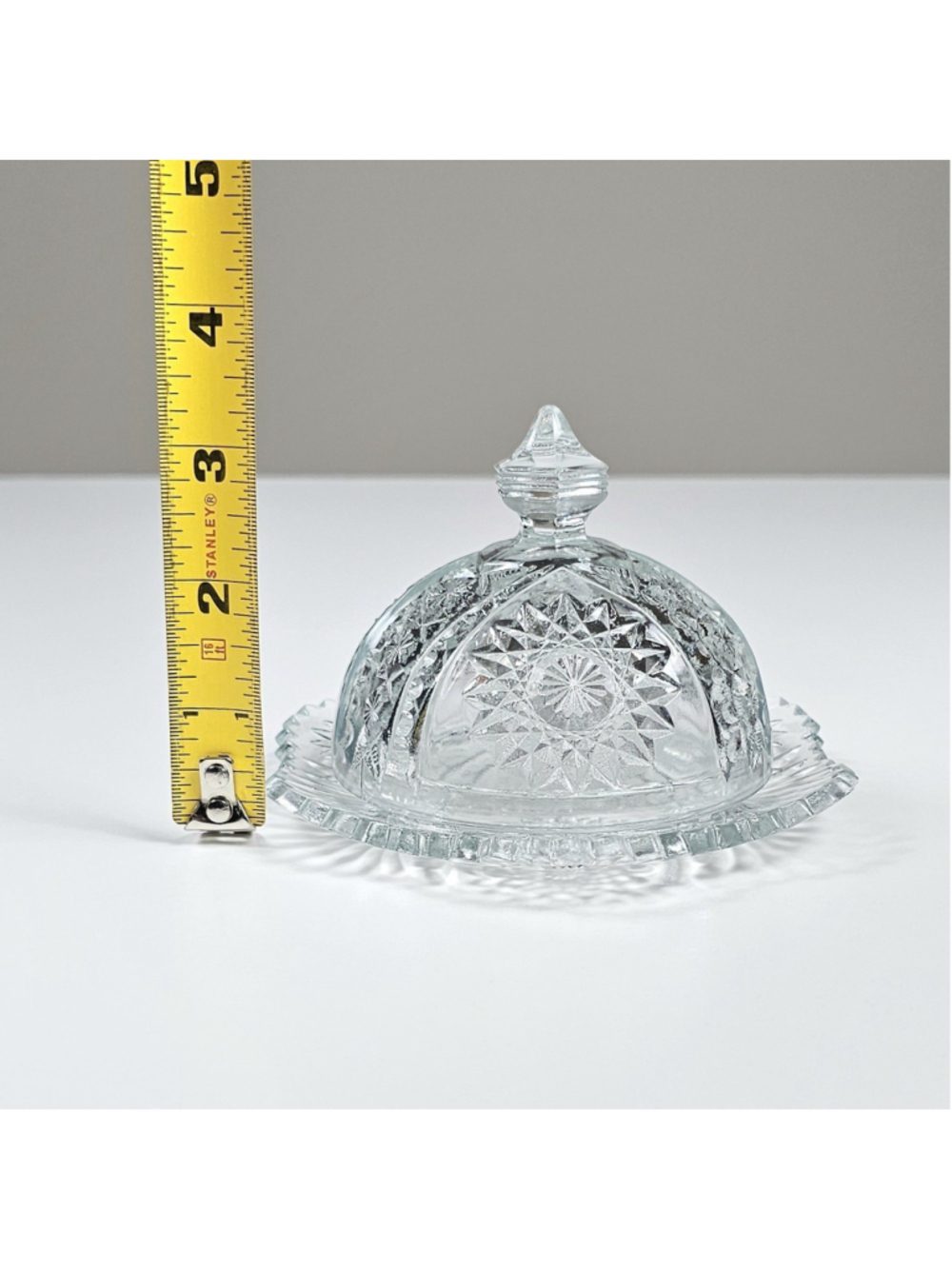 1910 Indiana Glass Oval Star Child Toy Miniature Covered Butter Dish No300 - Picture 3 of 12